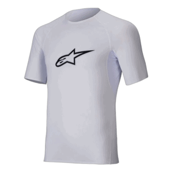 White Grand Prix Racewear T-shirt with Alpinestars logo, designed for motorsport enthusiasts and racers.