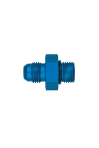 Blue Goodridge -04 JIC Male to 7/16 O'ring pump fitting for racing applications.