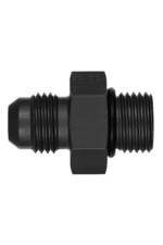 Close-up of a black racing car part, possibly a suspension or steering component, used in motorsport vehicles.