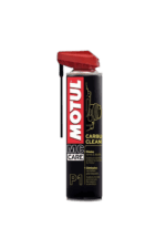 Motul Car Clean spray can for motorcycle maintenance, featuring black and red packaging with the Motul logo and product details.