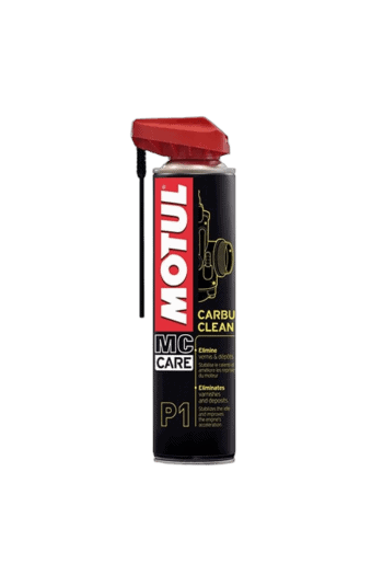 Motul Car Clean spray can for motorcycle maintenance, featuring black and red packaging with the Motul logo and product details.