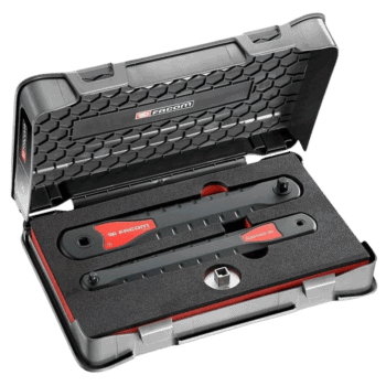 Facom set of 2 AXS extensions in a compact black and red case, designed for precise mechanical work.
