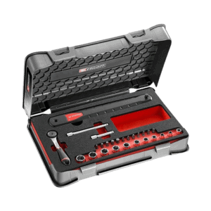 Facom Axs 1/4' Socket Set in a compact case with various sockets and tools for professional use.