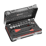 Facom Axs 1/4' + 3/8' Socket Set Axs.Smj1 for professional automotive and mechanical use, featuring a durable case and a comprehensive range of sockets.