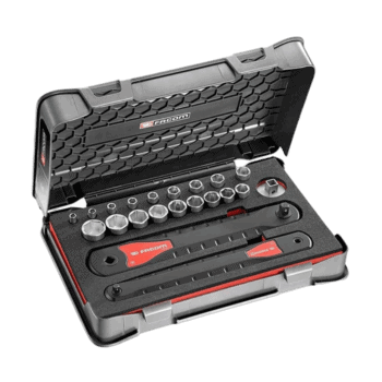 Facom Axs 1/4' + 3/8' Socket Set Axs.Smj1 for professional automotive and mechanical use, featuring a durable case and a comprehensive range of sockets.