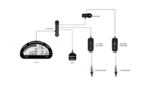Diagram of a GPS data logger system for race car telemetry with sensors, wiring, and display unit.