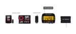 Race car communication system with radio, intercom, display, and ECU module for Grand Prix racing.