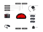 Diagram of a racing car data acquisition system showing sensors, ECU, digital outputs, Wi-Fi, and other components for Grand Prix Racewear.