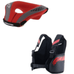 Alpinestars kart protection bundle including a red and black seat and a protective vest for junior racers.