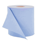 Blue paper towel roll, ideal for cleaning and drying in motorsport environments, featuring high absorbency and durability.