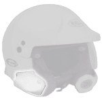 White Grand Prix racing helmet with visor and branding, designed for motorsport safety and performance.