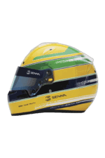 Yellow, green, and black racing helmet with Senna branding, designed for motorsport safety and performance.