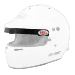 White Bell GTS Touring racing helmet with black and red logo, designed for motorsport safety and performance.
