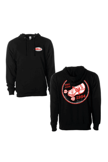 Bell Hoodie with Proven Since 1954 logo and Bell Racewear branding, black colour, casual racing-inspired apparel.