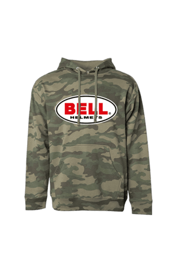Bell Hoodie Forest Camo with large logo, ideal for motorsport fans and racewear enthusiasts.