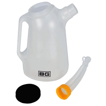 White plastic water bottle with a black cap and a flexible tube, used for hydration during racing events.