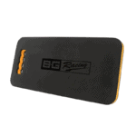 Black B-G Racing karting brake pad with orange accents, designed for high-performance racing karts.