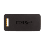 Black B-G Racing portable device with yellow accents and logo, used in motorsport settings.