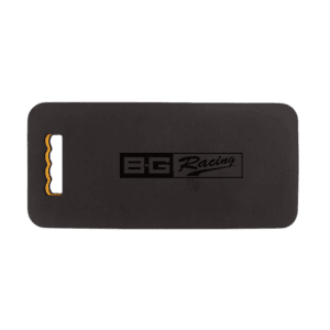 Black B-G Racing portable device with yellow accents and logo, used in motorsport settings.
