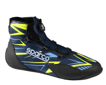 Sparco K-Rapid Kart Boots Rotor Closure Colour Navy Blue / Light Blue / Fluro Yellow