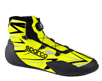 BKB0002B0_Y04_01 Sparco K-Rapid Kart Boots Rotor Closure - Fluro Yellow / Black