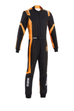 Grand Prix Racewear racing suit in black and orange, designed for motorsport enthusiasts and professional drivers.