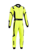 High-visibility yellow and black Grand Prix Racewear racing suit for motorsport enthusiasts and professionals.
