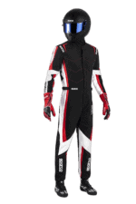 Grand Prix Racewear racing suit with helmet and gloves, designed for motorsport safety and performance.