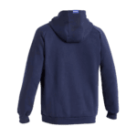 Navy blue Grand Prix Racewear hoodie with hood and ribbed cuffs, designed for motorsport enthusiasts and racers.