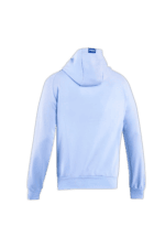 Light blue Grand Prix Racewear hoodie with logo, designed for motorsport enthusiasts and racers.