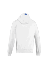 White Grand Prix Racewear hoodie with blue logo, designed for motorsport enthusiasts and racers.