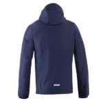 Blue Grand Prix Racewear jacket with hood, designed for motorsport safety and comfort, featuring durable fabric and branding details.