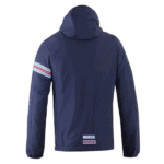 Grand Prix Racewear navy racing jacket with white and red stripe details on the sleeve, designed for motorsport enthusiasts.