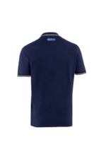 Blue racing polo shirt with Sparco logo, designed for motorsport enthusiasts and racewear fans.