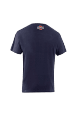 Navy blue Grand Prix Racewear T-shirt with Martini Racing logo on the back, designed for motorsport enthusiasts.
