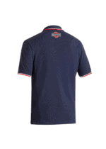 Grand Prix Racewear navy blue racing polo shirt with Martini logo on the back, designed for motorsport enthusiasts and professionals.