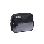 Sparco racing gear bag in black with multiple compartments, ideal for motorsport enthusiasts and racewear storage.