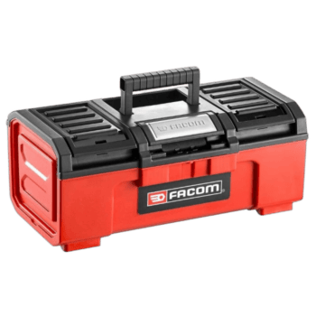 Facom 16-inch tool box with one-touch latch and black handle, ideal for workshop storage and organisation.