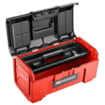 Facom 19-inch tool box with one-touch latch, red and black, for professional tool storage and organisation.
