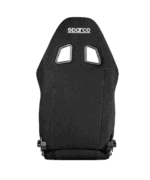 Sparco racing seat designed for motorsport safety and comfort, featuring high-quality black fabric and ergonomic support.