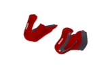 Red Grand Prix Racewear racing gloves with black accents, designed for motorsport safety and performance.