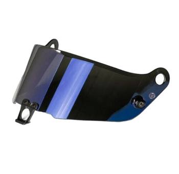 Grand Prix Racewear racing helmet visor with tinted shield and secure fastening mechanism.