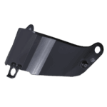 Black motorcycle helmet visor with tinted and clear sections, designed for racing helmets for optimal visibility and protection.