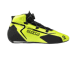 High-visibility yellow and black Sparco racing shoe designed for Grand Prix racewear, featuring advanced grip and comfort for motorsport drivers.