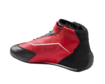Red and black Grand Prix racing shoe with high ankle support and sleek design for motorsport safety and performance.