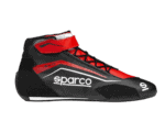 Grand Prix Racewear racing shoe in black and red with Sparco branding, designed for motorsport enthusiasts and professional drivers.
