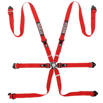 BRN0040B0R01 Sparco Competition H-2 PD 6 Point Harness - Red