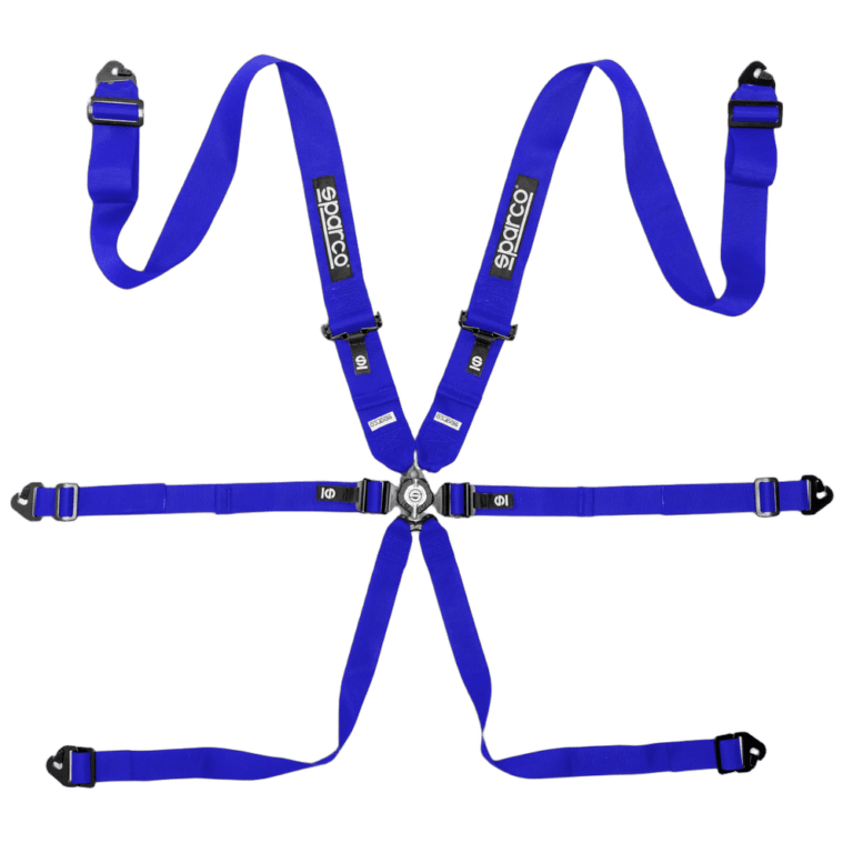 BRN0054B0B01 Sparco Competition H-3 Steel 6 Point Harness - Blue