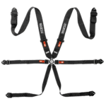 BRN0054B0K01 Sparco Competition H-3 Steel 6 Point Harness - Black