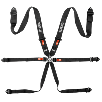 BRN0054B0K01 Sparco Competition H-3 Steel 6 Point Harness - Black